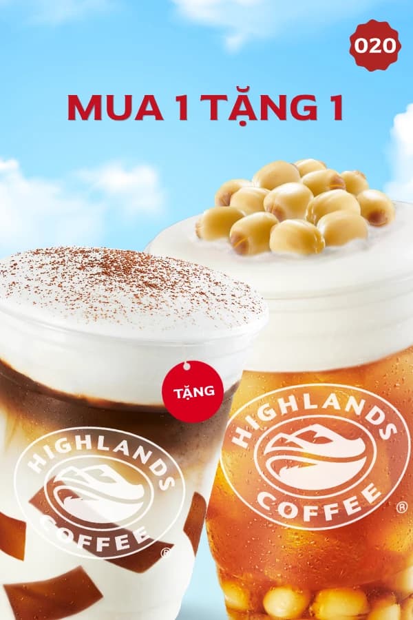 Voucher Highlands Coffee mua 1 tặng 1