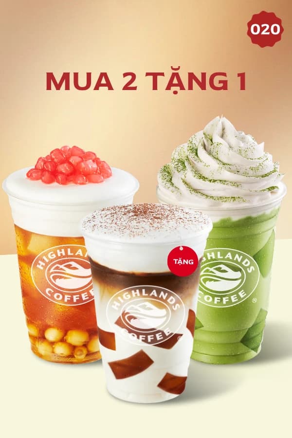 Voucher Highlands Coffee mua 2 tặng 1
